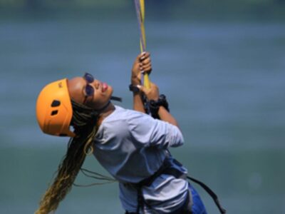 Ziplining on the Nile.